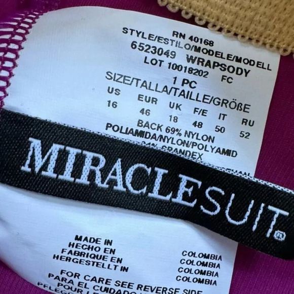 NWT MIRACLESUIT Tummy Control Rock Solid Wrapsody One Piece Swimsuit Size 16 - Picture 9 of 11